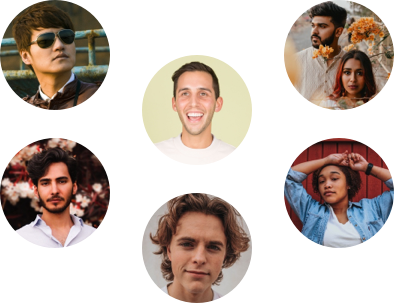 portrait displaying various faces position right